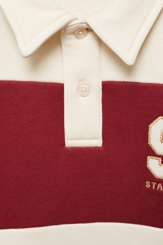Sweat-shirt polo rayures - Rouge et blanc