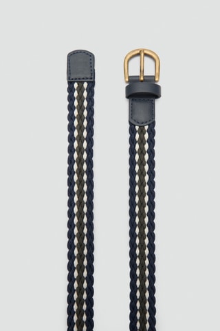 Ceinture tressée multicolore - Kaki