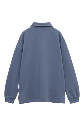 Polo coton à manches longues - Bleu