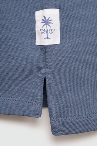 Polo coton à manches longues - Bleu