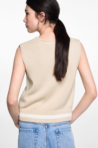 Gilet maille rayures - Beige