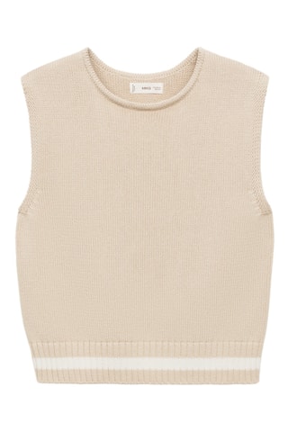 Gilet maille rayures - Beige