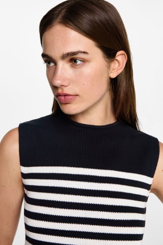 Gilet maille rayures - Bleu marine