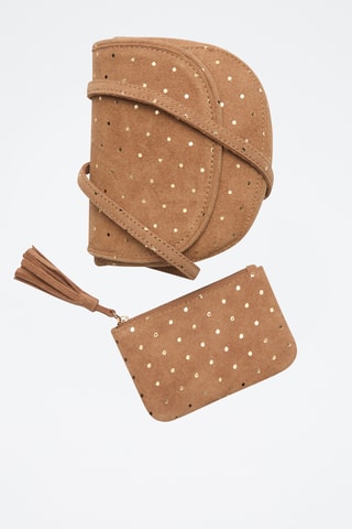 Sac cuir pois - Marron