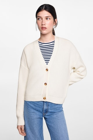 Cardigan maille boutons - Blanc cassé
