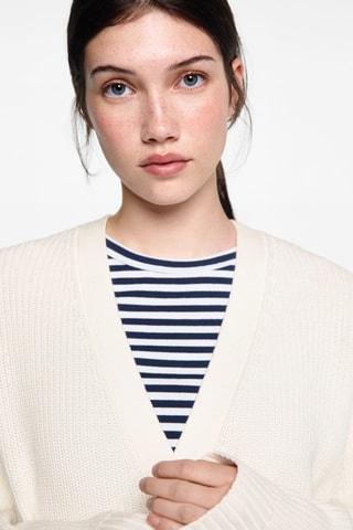 Cardigan maille boutons - Blanc cassé