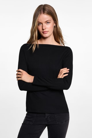 T-shirt détails froncés - Noir