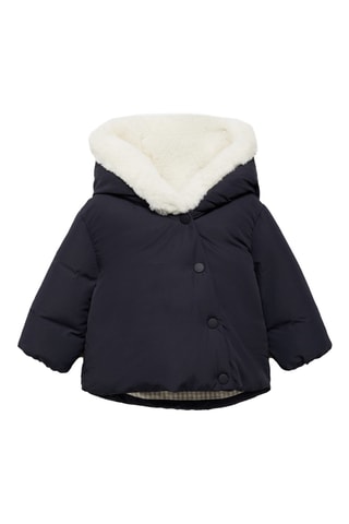 Anorak à capuche fourrure - Bleu marine