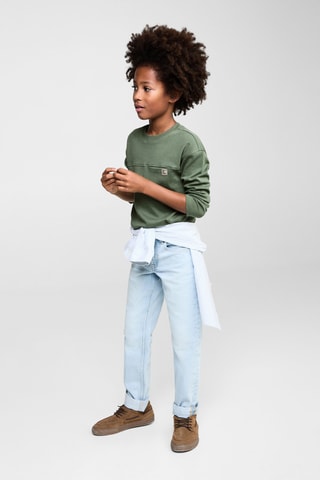 T-shirt coton manches longues - Vert