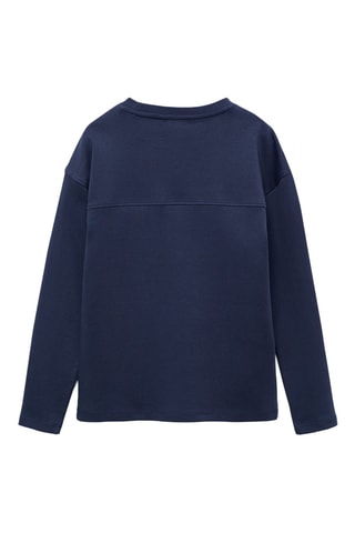 T-shirt coton manches longues - Bleu marine