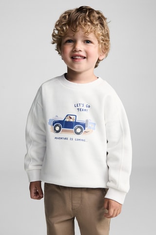 Sweat-shirt imprimé écusson - Blanc cassé