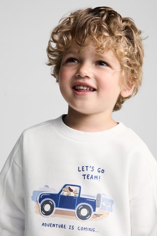 Sweat-shirt imprimé écusson - Blanc cassé
