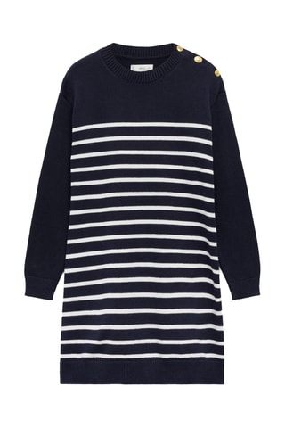 Robe en maille à rayures - Bleu marine