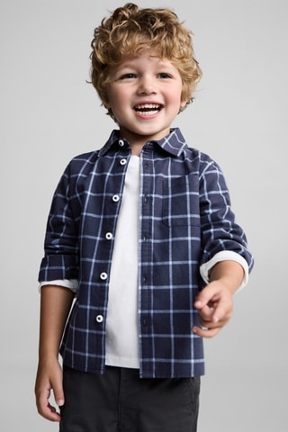 Chemise à carreaux en coton - Bleu marine