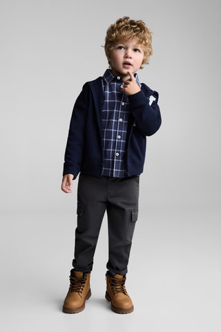 Chemise à carreaux en coton - Bleu marine