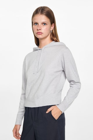 Pull-over maille capuche - Gris