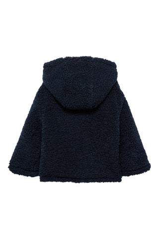 Manteau imitation mouton retourné capuche - Bleu marine