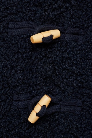 Manteau imitation mouton retourné capuche - Bleu marine