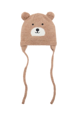 Bonnet maille ours - Beige