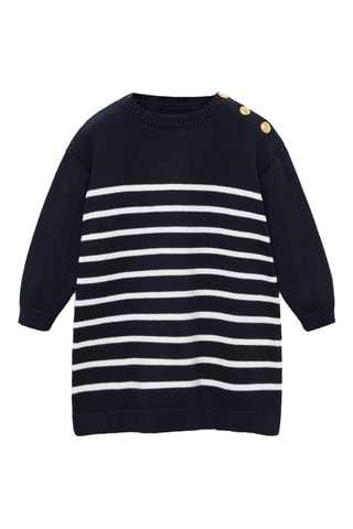 Robe en maille à rayures - Bleu marine