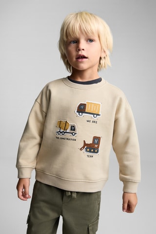 Sweat-shirt imprimé écusson - Sable