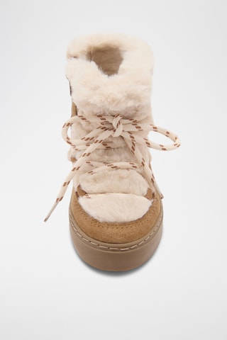 Bottines en cuir et fourrure - Café