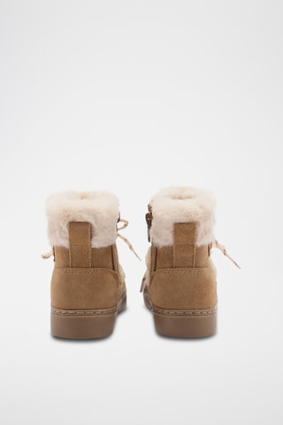 Bottines en cuir et fourrure - Café