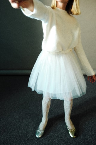 Jupe tulle pailletée - Écru