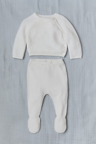 Pantalon à pieds coton - Blanc cassé
