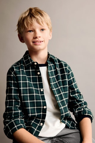 Chemise à carreaux en coton - Vert foncé