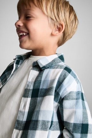 Chemise à carreaux en coton - Vert foncé