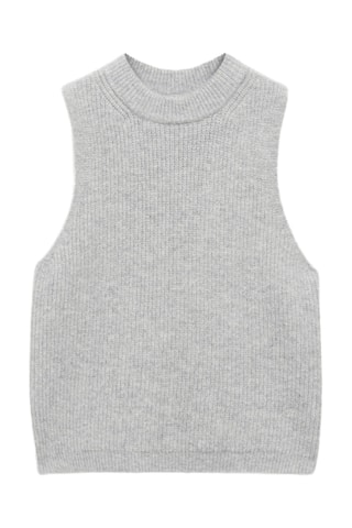 Gilet maille côtelée - Gris chiné
