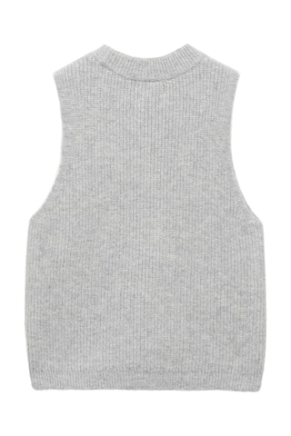 Gilet maille côtelée - Gris chiné