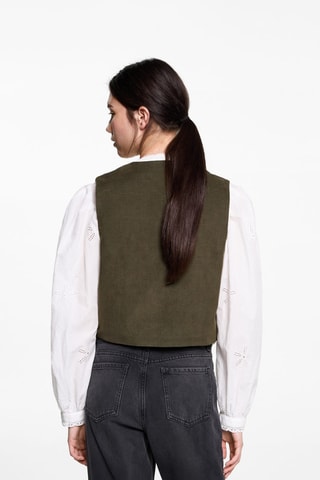 Gilet broderie fleurs - Vert