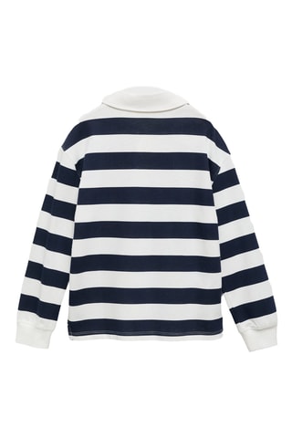 Polo coton à rayures - Bleu marine