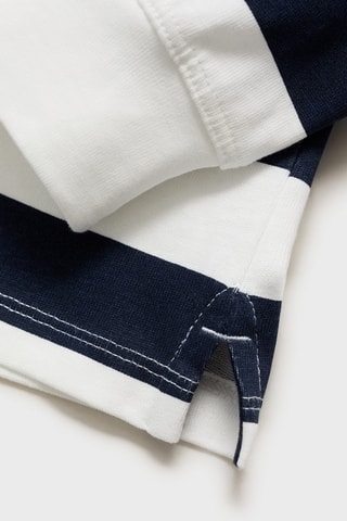 Polo coton à rayures - Bleu marine