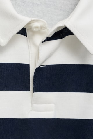 Polo coton à rayures - Bleu marine
