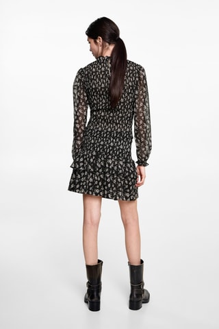 Blouse froncée fleurie - Noir