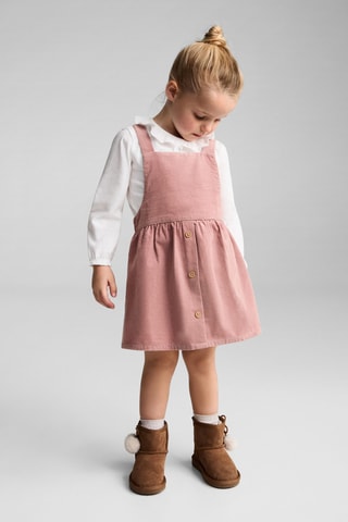 Robe chasuble velours milleraies boutons - Rose