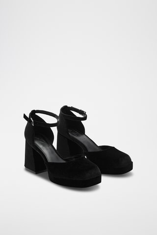 Chaussures à talon velours - Noir