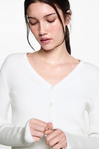 Cardigan maille boutons - Blanc cassé