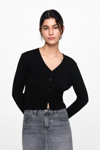 Cardigan maille boutons - Noir