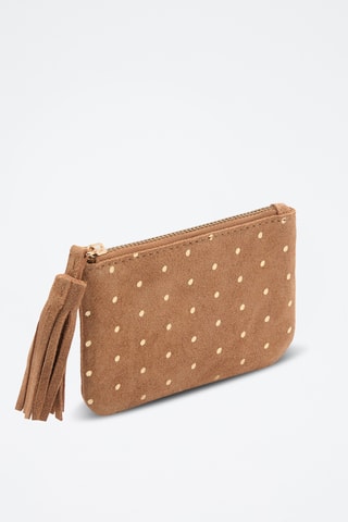 Porte-monnaie cuir clouté - Marron