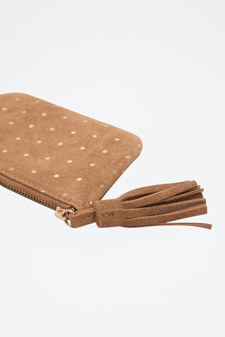 Porte-monnaie cuir clouté - Marron