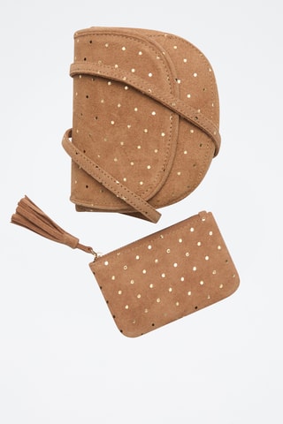 Porte-monnaie cuir clouté - Marron