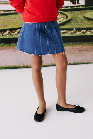 Jupe plissée denim - Bleu marine