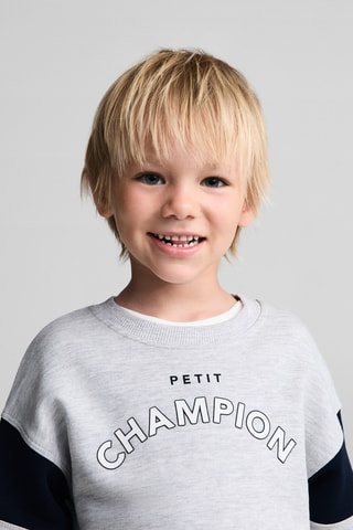 Sweat-shirt imprimé message - Gris chiné