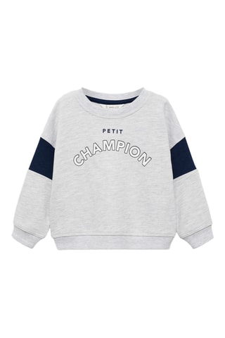 Sweat-shirt imprimé message - Gris chiné