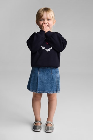Sweat-shirt imprimé broderie - Bleu marine