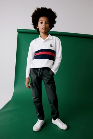 Polo coton imprimé - Blanc cassé